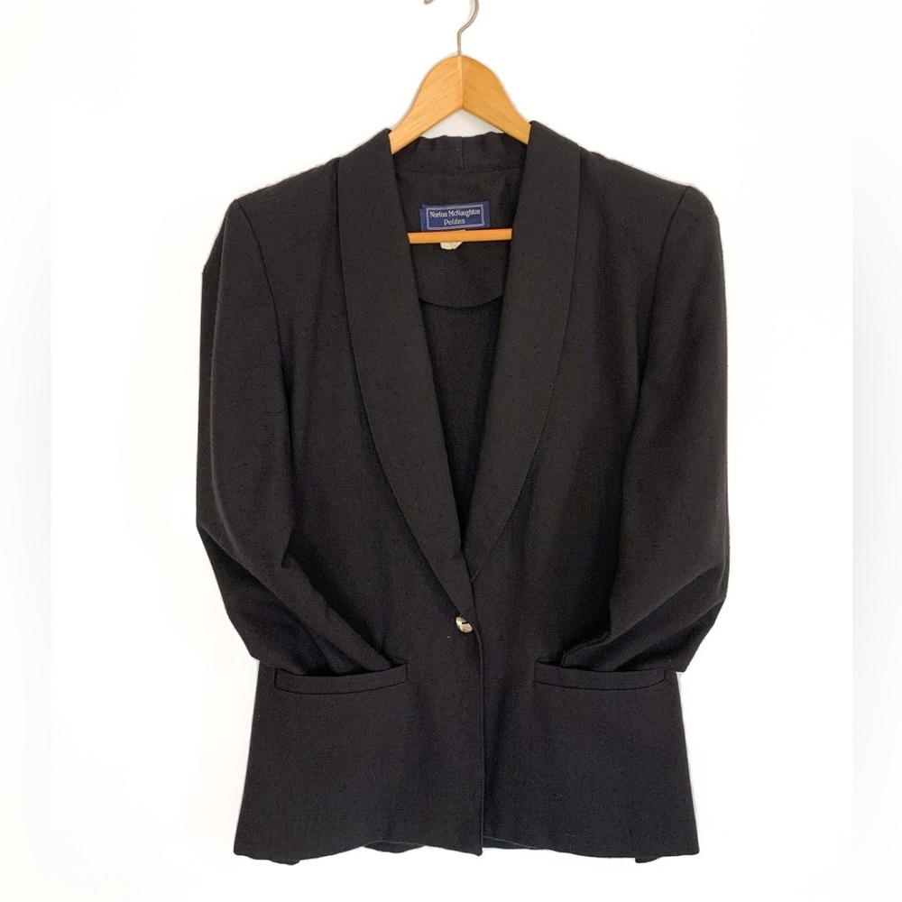 Vintage Black Petite Shawl Collar Blazer